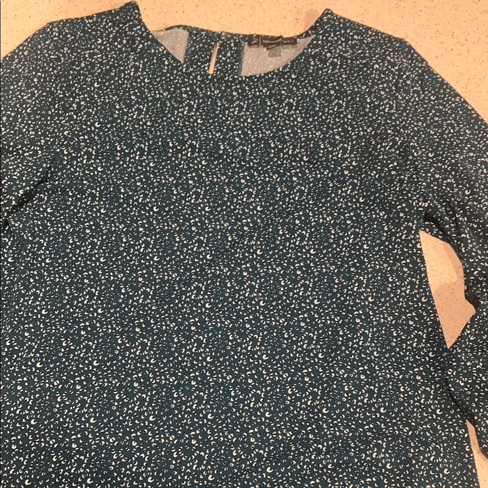 Loft Teal Patterned Blouse